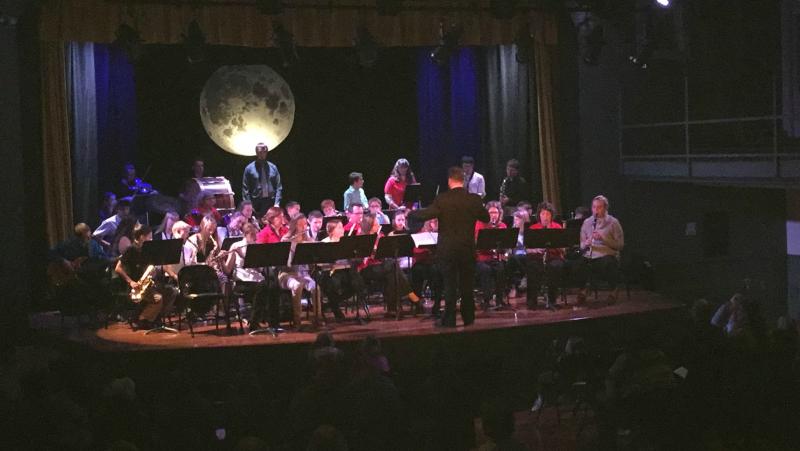 All three bands (Wildcat Wind Ensemble, Seahawk Symphonic Band, and Boothbay Region Community Band) come together to finish the show with “Blazing Saddles.” KATRINA CLARK/Boothbay Register