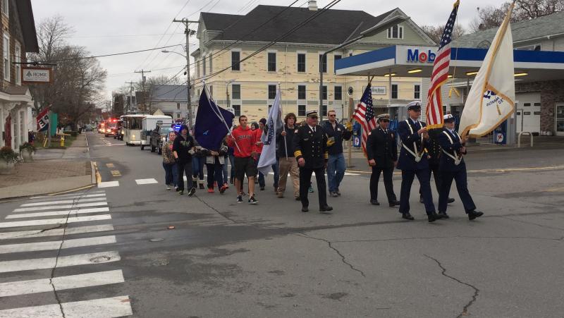 Area veterans lead the parade downtown. KATRINA CLARK/Boothbay Register