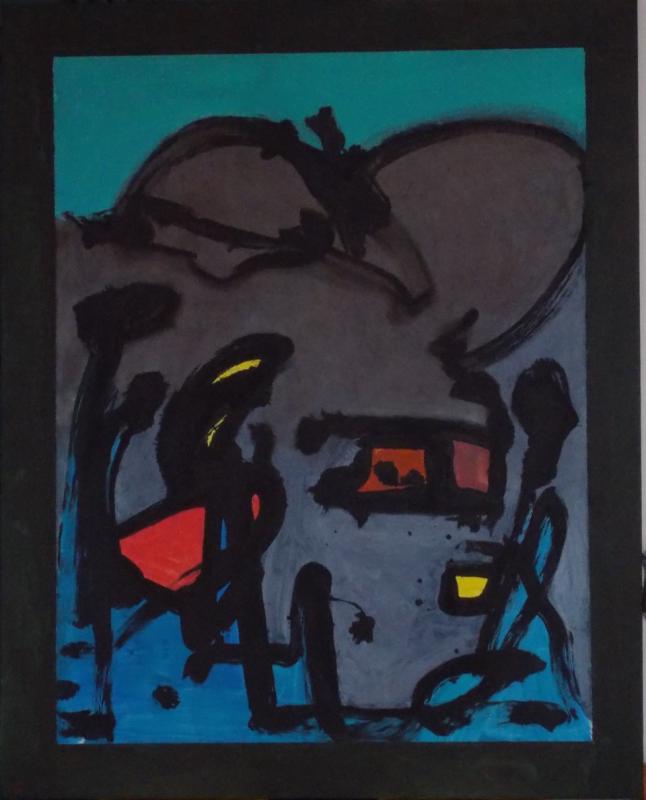One of John Vander’s completed acrylic paintings, with border, for his show at the Fondazione Marino Marini in Pistoia, Italy. Vander created 13 paintings, for the show that opens on Dec. 5. Above, The Presepe (Nativity). Courtesy of Karen Swartsberg