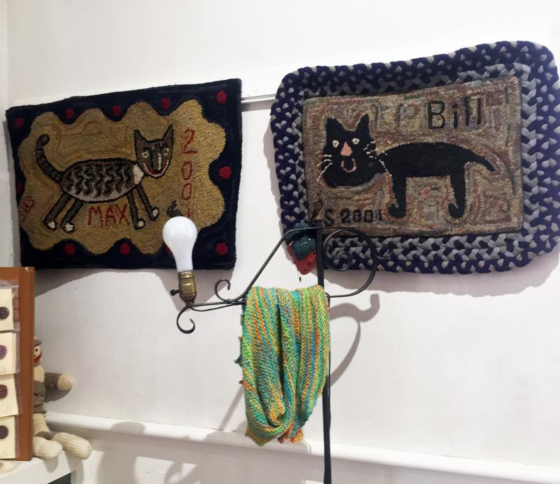 Two of Susie Stephenson’s original rugs. SUZI THAYER/Boothbay Register