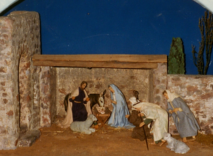 First of three Nativity shadowboxes owned by the Dwight D. Eisenhower family. The figures were carved by Hanna Weis Fischer-Binder. Hanna Weil Fischer-Binder