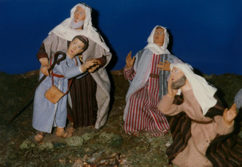 Close-up of Fischer-Binder’s shepherds “sore afraid.” Hanna Weil Fischer-Binder