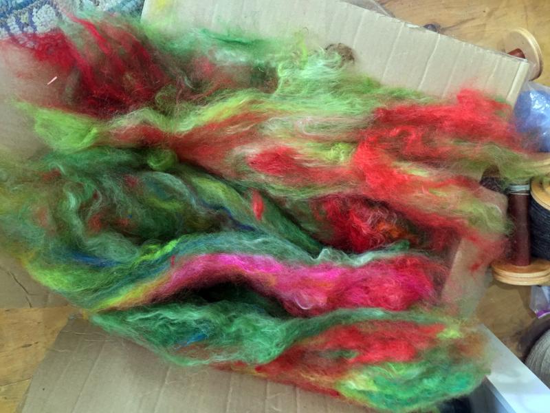 Some of the colorful dyed wool from Susie Stephenson’s and Tom Blackford’s sheep. SUZI THAYER/Boothbay Register