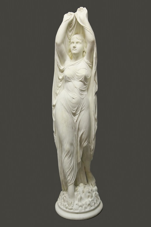 Carrera marble sculpture by Chauncey Bradley Ives, 1. (NY/CT, 1810-1894) entitled “Undine Rising from the Water.” Chauncey Bradley Ives