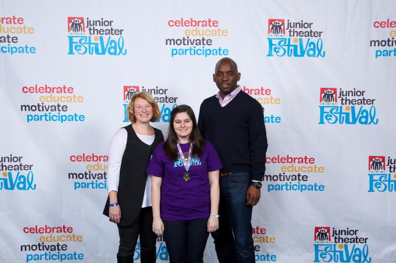 Y-Arts member Genevieve Taylor, center, with Nina Meehan, Executive Director of Bay Area Children’s Theatre; and Broadway performer Phillip McAdoo (“The Lion King,” “Rent”). Taylor received a Freddie G Outstanding Student Director and Choreographer award Nina Meehan, Genevieve Taylor, Phillip McAdoo