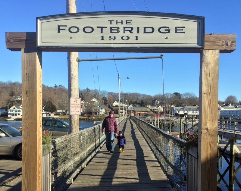 Judy Beaudry and her grandson, Jack Clark, from Portland, took advantage of a mild January day and came to enjoy a walk around Boothbay Harbor. SUZI THAYER/Boothbay Register