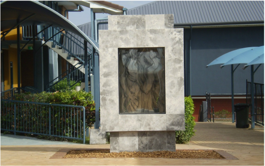 Bettinson’s “Thomas” image, used for this work in the courtyard of the new Church of St Thomas, in Camp Hill, Brisbane, installed in 2013. Image from church website