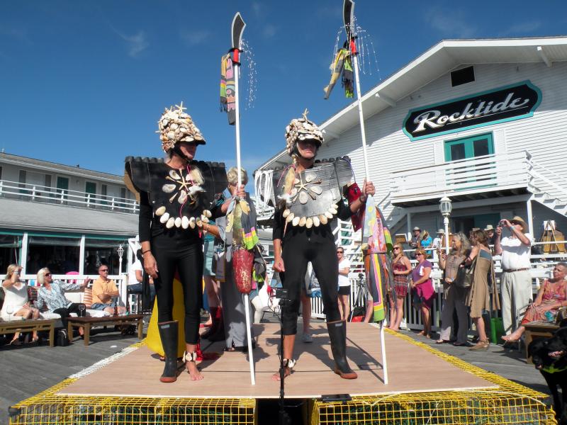 At last year’s Harborfest Fishin' for Fashion event identical twins Andy and Adele Bieli sported matching costumes. The helmets weighed around 25 pounds. Courtesy of Jeff Savastano