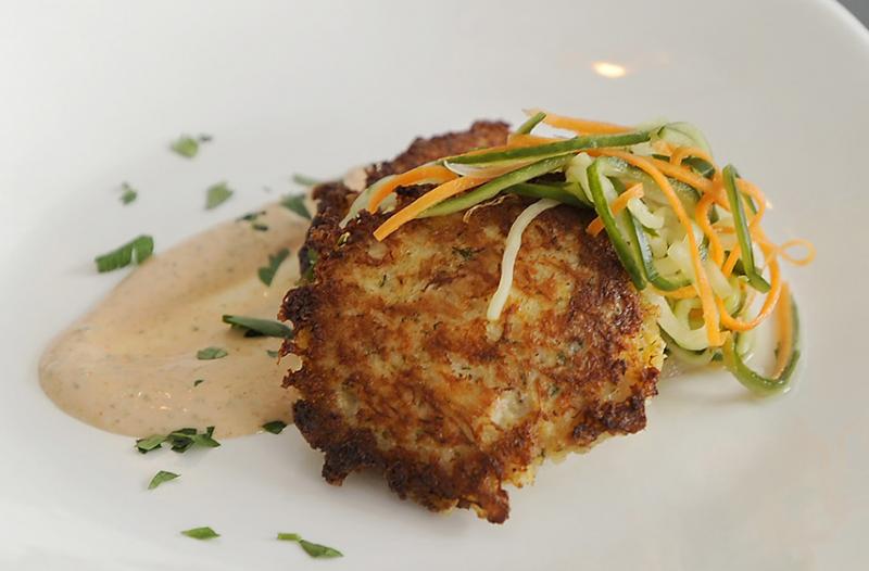 Maine crab cake with caper remoulade. Courtesy of Tony Bickford