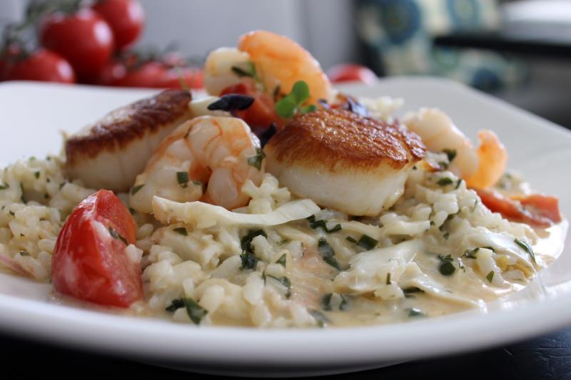 Seafood risotto with shrimp, scallops and haddock. Courtesy of Tony Bickford