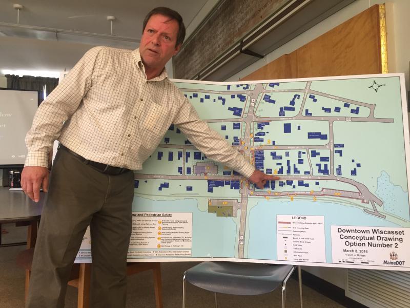 Maine Department of Transportation regional planner Gerry Audibert speaks to the Wiscasset Area Chamber of Commerce at the municipal building April 28. SUSAN JOHNS/Wiscasset Newspaper