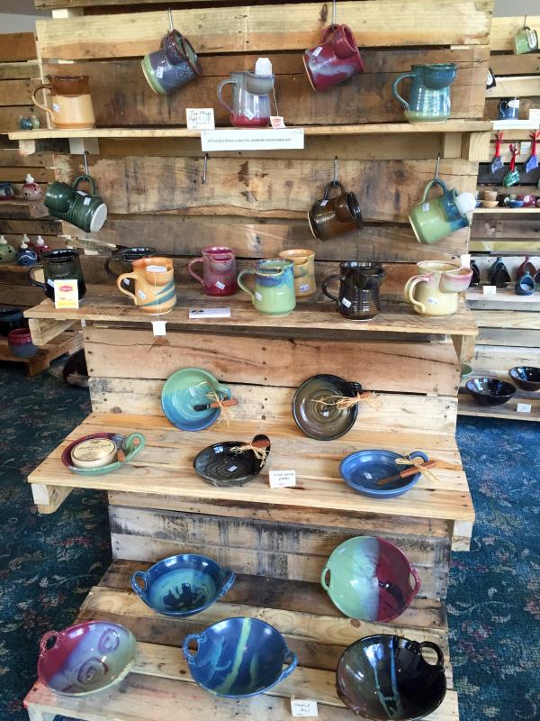 A display of some of the pretty, practical items at Dirty Bird Pottery in Boothbay Harbor. SUZI THAYER/Boothbay Register