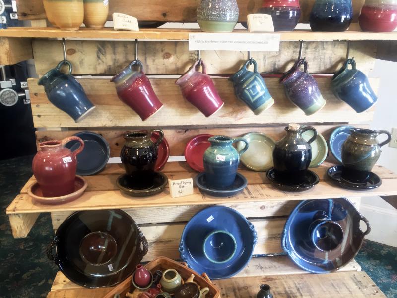 A display of some of the pretty, practical items at Dirty Bird Pottery in Boothbay Harbor. SUZI THAYER/Boothbay Register