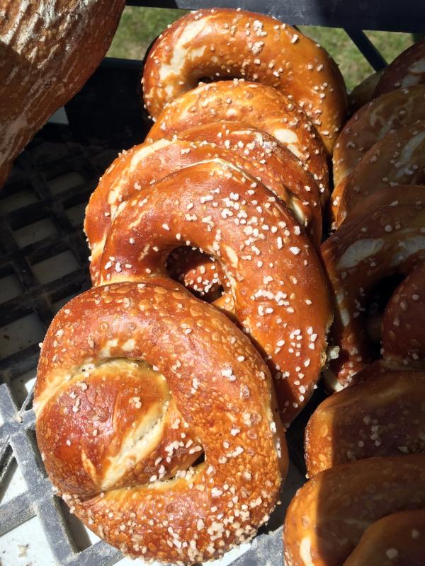 Salted soft pretzels are another of Hootenanny Bread’s coveted items. SUZI THAYER/Boothbay Register