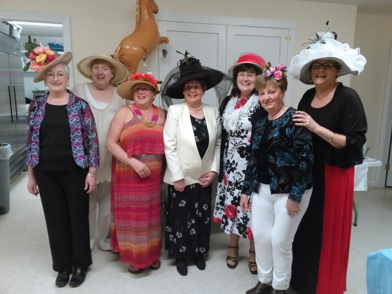 Kentucky Derby party committee members, from left, Mary Connelly, Alice Grant, Debbie Graves, Joy Ward, Irene Fowle, Gladys Beane and Jane Good. Not pictured: Margaret Perritt. JANE CARPENTER/ Boothbay Register