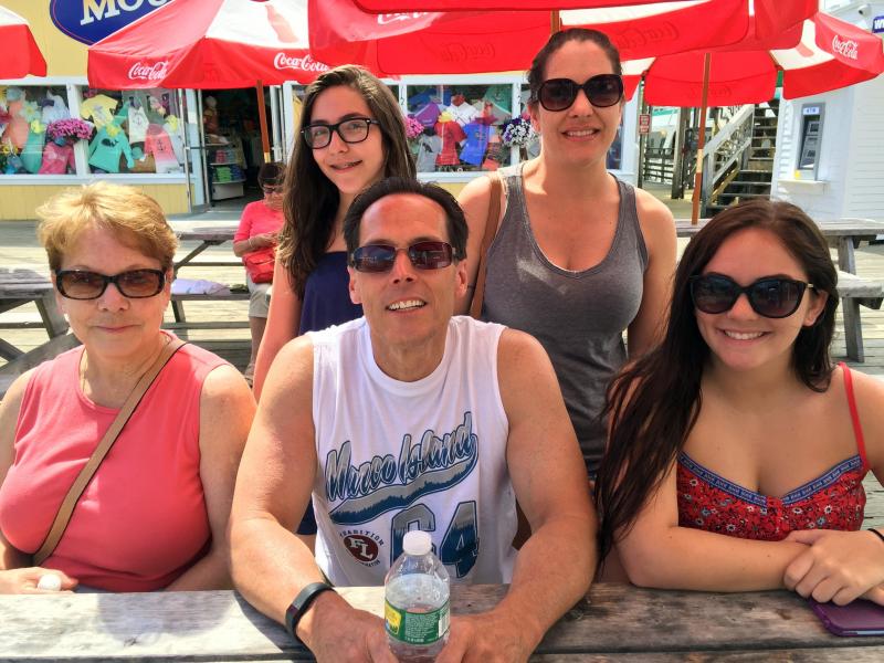 Denise and Roger Mencarini and Paige Grenkiewicz, front, and Brynn and Jamie Grenkiewicz, rear, from Rhode Island. SUZI THAYER/Boothbay Register
