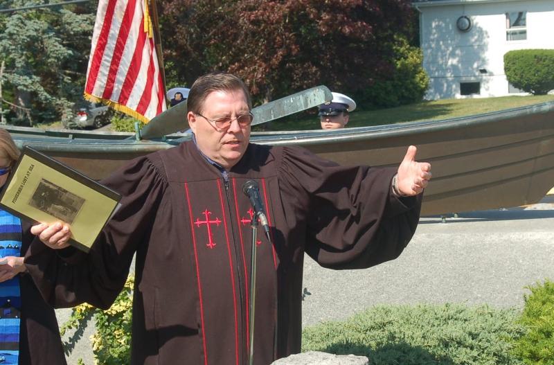 Methodist Minister Richard Rego delivers the invocation. ART MAYERS/Boothbay Register