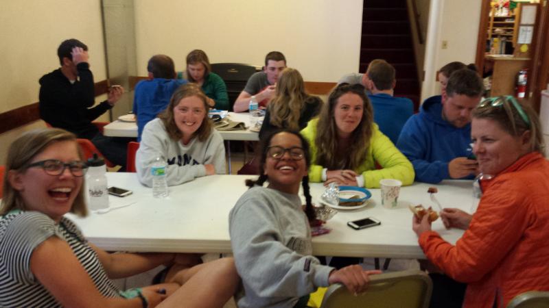 Enjoying some down time in the Methodist Church basement. Courtesy of Maggie Tourtillotte