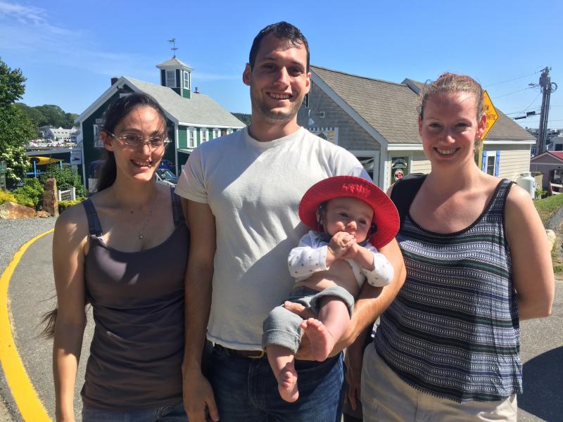 Grace and Ben Schneider, with baby Isaac, from Virgina and their friend Hope Wright, from Connecticut. SUZI THAYER/Boothbay Register