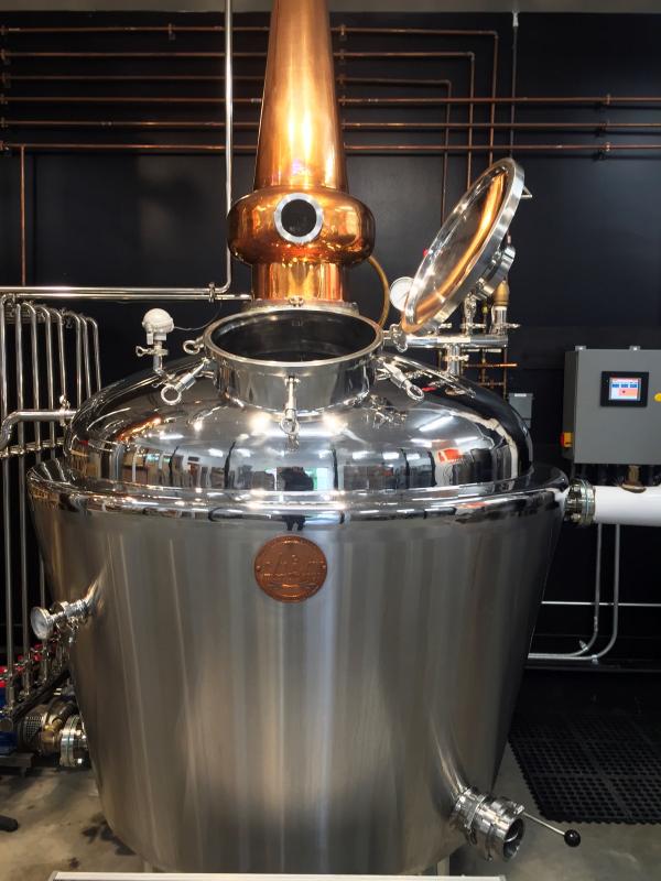 The enormous gleaming copper and stainless steel pot still is something to behold. SUZI THAYER/Boothbay Register