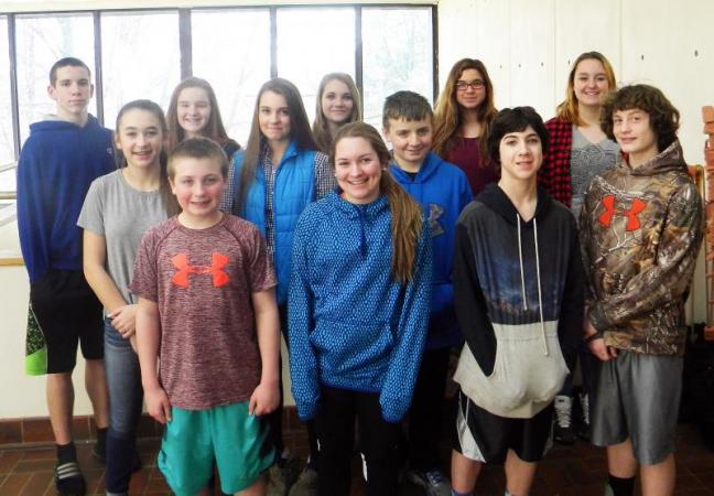 Students who made the Splash into Science trip to Florida are, from left, front row: Stephen Bennett, Maddy Faulkingham, Michael Hollowell, Michael Cusumano; second row: Chloe Arsenault, Hali Goodwin, Tim Norton; back row: Hunter Arsenault, Josey Smith, Jackie Steinmetz, Ciara Pitcher and Kelsey Poore. Courtesy of Judy Dorr