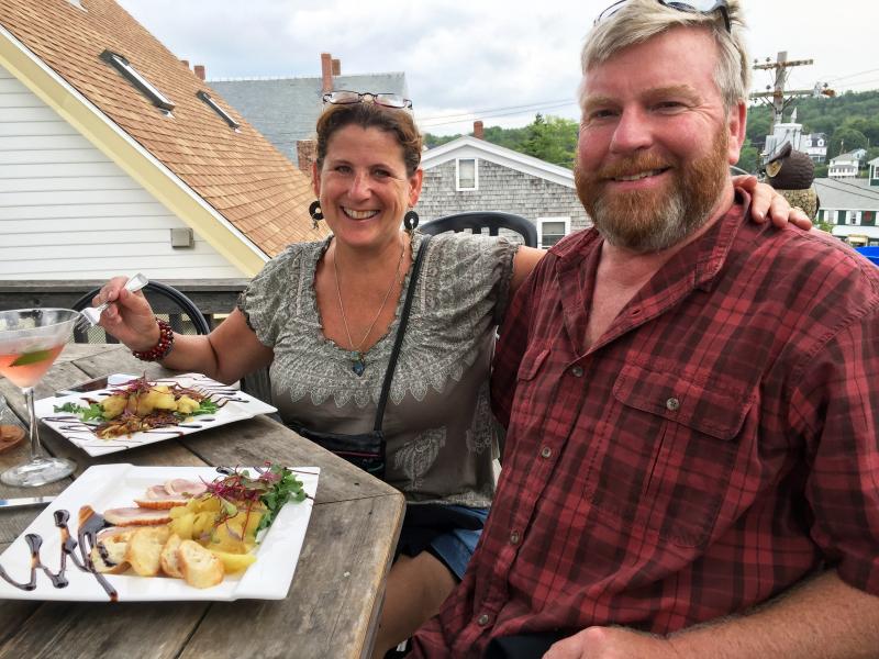 Ruth Kimball and Ernest Foote were at Boathouse Bistro for lunch on July 29. In town for a week, they had eaten raw oysters at Mine Oyster three times. SUZI THAYER/Boothbay Register