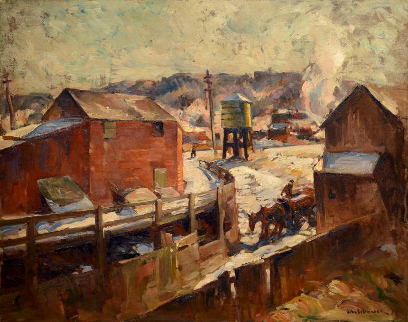 John Fulton Folinsbee’s “River Lane,” oil on canvas, 32” x 40,” may be viewed at Wiscasset Bay Gallery Aug.11-Sept. 30. Courtesy of the gallery John Fulton Folinsbee