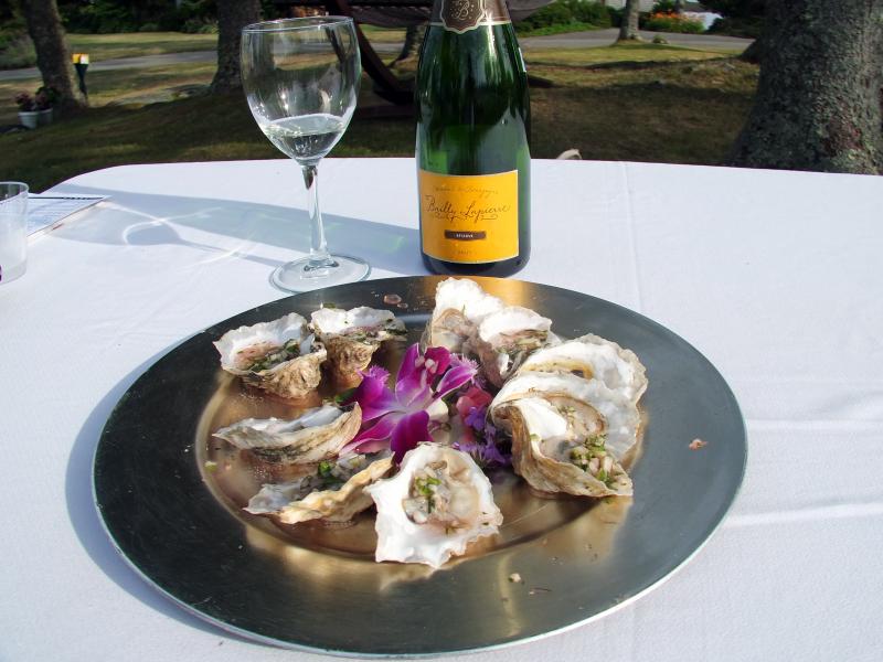 An oyster and wine pairing at Newagen Seaside Resort. SUZI THAYER/Boothbay Register