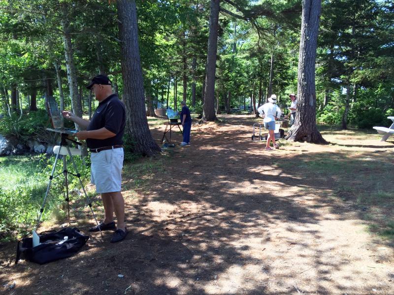 Roger Millinowski, of Boothbay Harbor, was with the group of plein air painters on Knickercane Island on July 13. SUZI THAYER/Boothbay Register