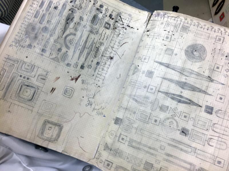 All of Ronald Rovner’s works are planned out on paper first, drawn to scale. SUZI THAYER/Boothbay Register