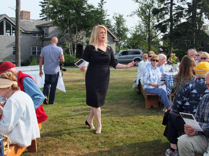 Erica Archer, of Wine Wise Events, educated the attendees at the Taste for Place Wine Tasting & Boat Cruise about wine. SUZI THAYER/Boothbay Register