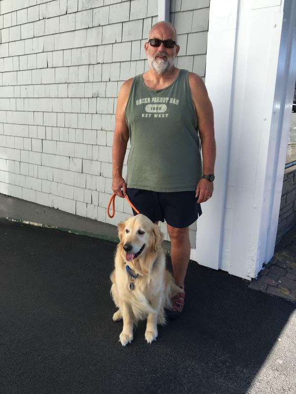 Jerry Dial and his best friend, Harbor, from Iowa. SUZI THAYER/Boothbay Register