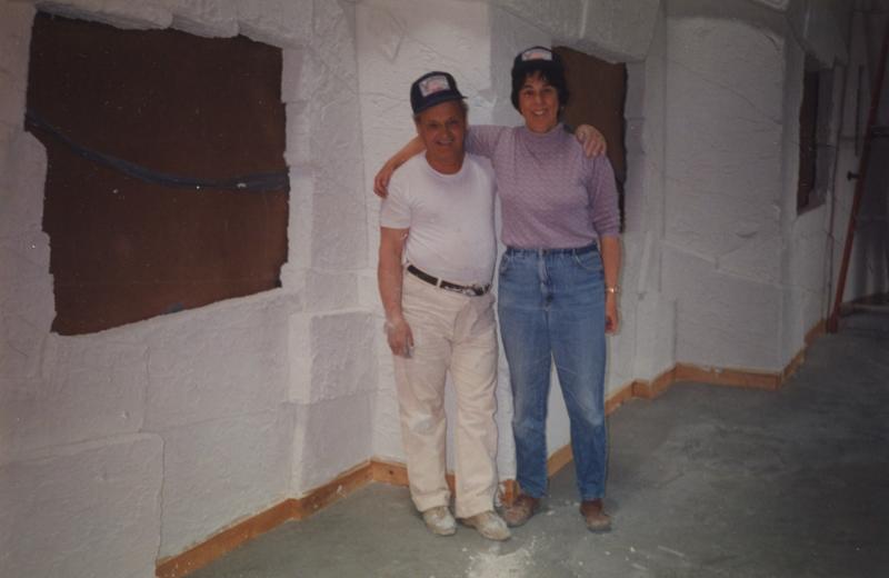 Elaine and her favorite mason who helped her build the walls of the aquarium. Courtesy of Elaine Jones