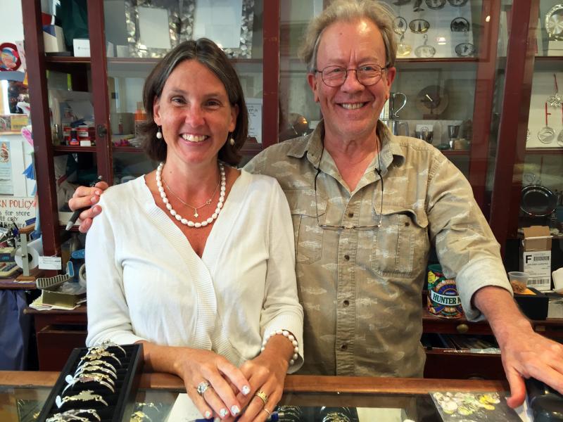 Sarah Lucas, a longtime employee at A Silver Lining, and owner Tony Heyl. SUZI THAYER/Boothbay Register