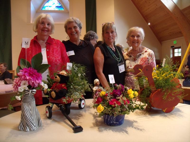 Runners up with their creations, from left, Pat McMurry, Vanda Yonge, Abbie Shaw and Sue Hochstein. Courtesy of Kathleen Marty