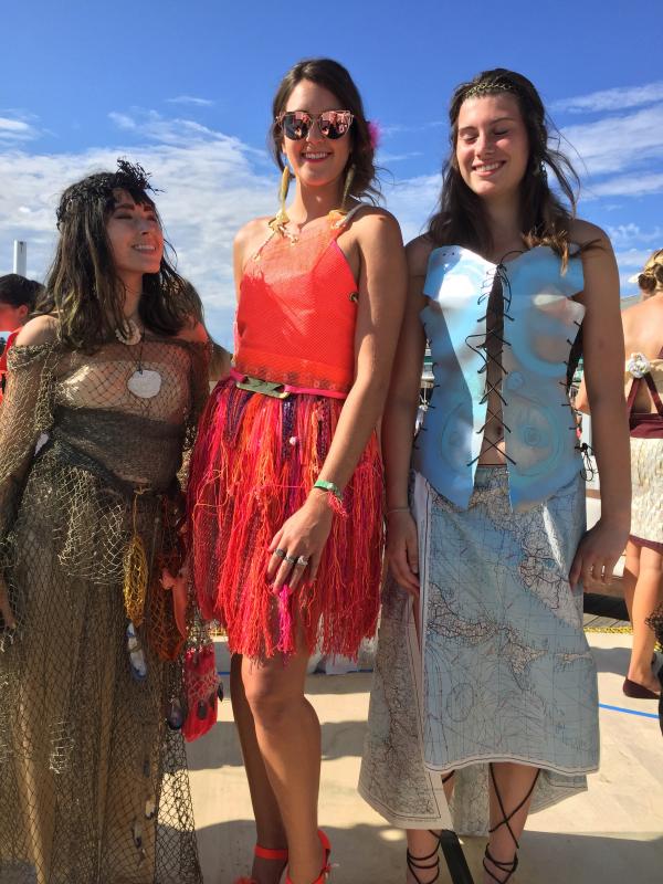 Angie Perkins in her “all chart” outfit designed by Dana Moses. SUZI THAYER/Boothbay Register.