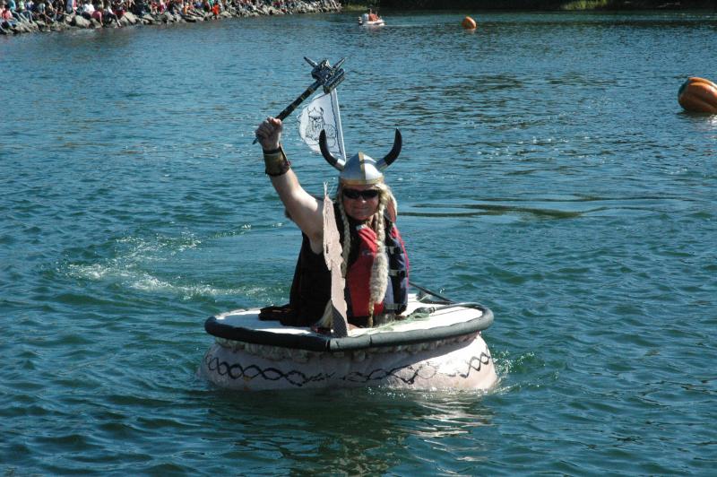 The 10th annual Damariscotta Pumkinfest & Regatta on Columbus Day Weekend includes the legendary Pumpkinboat Regatta (on Sunday afternoon, Oct. 9), the famed Pumpkin Derby, the Monty Pythonesque “Pumpkin Catapult” and Giant Slingshot Fun, and the Official Giant Pumpkin Parade (on Saturday afternoon, Oct. 8). Courtesy photo