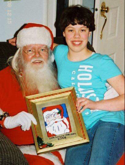 Barbara Welborn loved Santa, who always visited her church in Alaska on Christmas Eve. She painted this for him in hopes he would come back each year. Courtesy of Kimberly Welborn