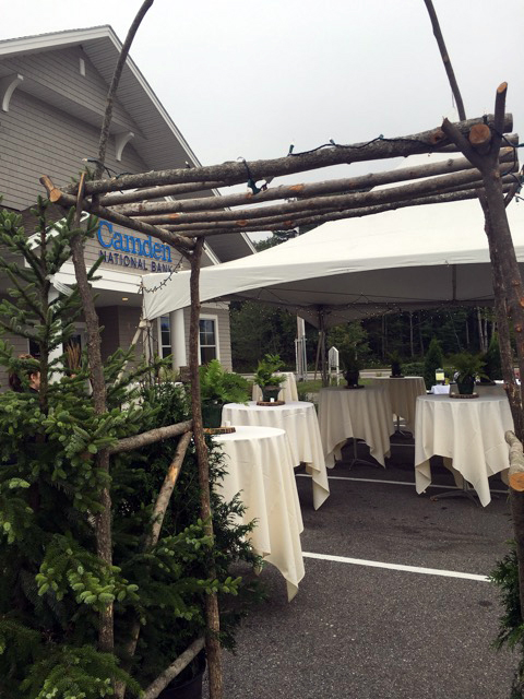 The area outside Camden National Bank was decorated with trees and shrubs from Boothbay Region Greenhouses and Conley's Garden Center, transforming it into a virtual Appalachian Trail site. Courtesy of Lori Reynolds