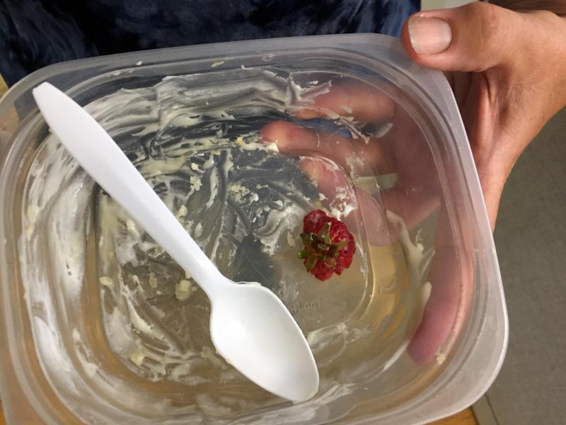 Sue Mello said there was no way she could eat the piece of butter pie I gave her in one sitting. She lied. SUZI THAYER/Boothbay Register