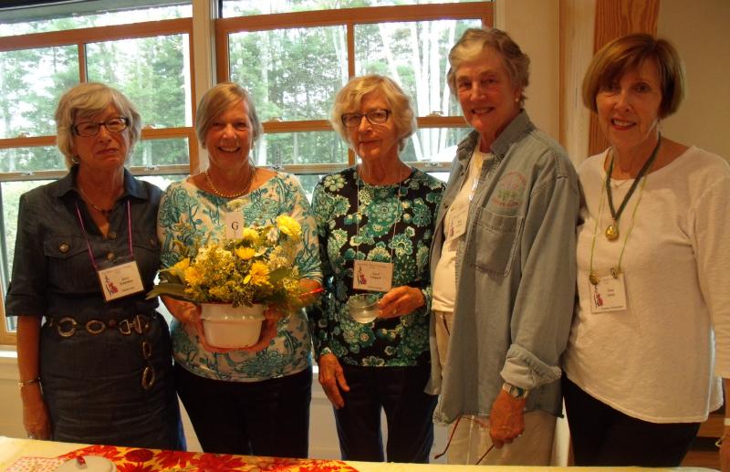 From left are Alice Schambra, membership; Gail Morrison, Challenge winner; Carol Lingard, flower design; Mimi O'Neill, president; and Irene Gerny, horticulture and programs. Courtesy of Kathleen Marty