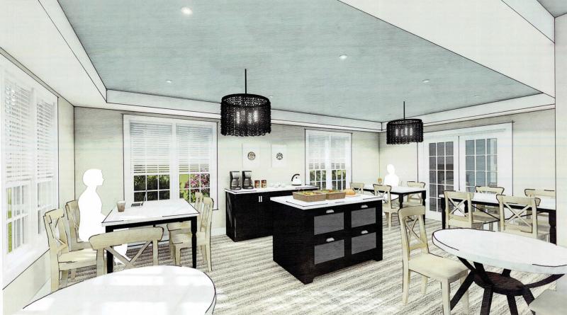 Imagery of the new breakfast room at the Russell House Bed & Breakfast. Courtesy of Knickerbocker Group