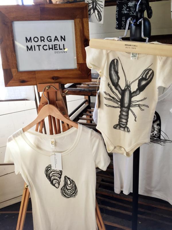 Morgan Mitchell’s T-shirts and onesies are all made with soft organic materials. SUZI THAYER/Boothbay Register