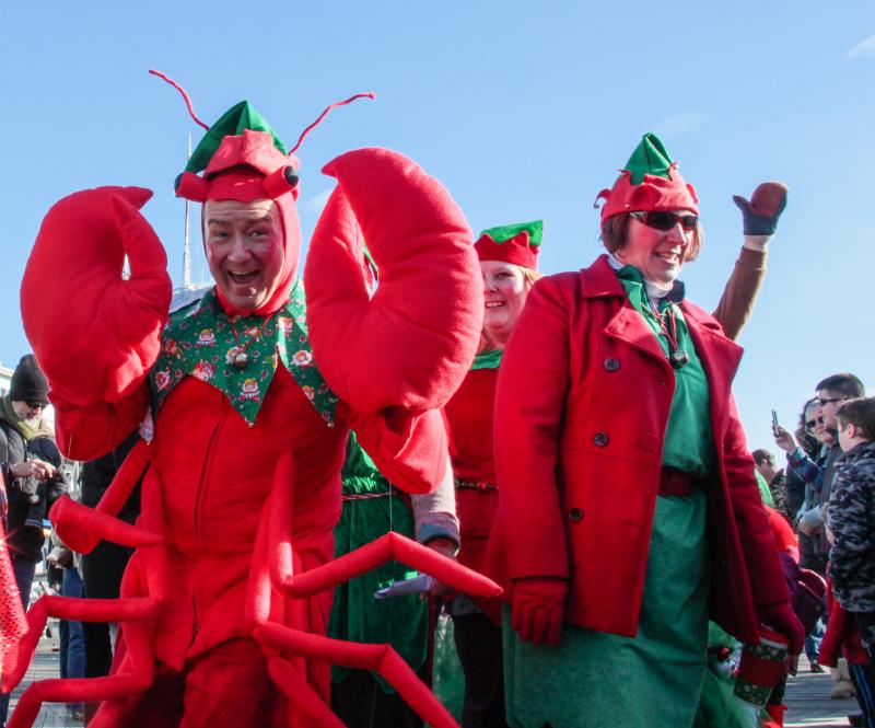 Lobsters and elves. DIANE DORBIN/Boothbay Register Harbor Lights 2016