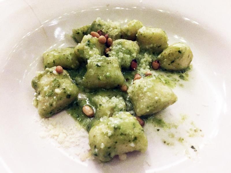 Gnocchi al pesto – handmade potato dumplings in a classic genovese pesto sauce – was included in the Four-Course Tasting Menu at Ports of Italy on Dec. 2. SUZI THAYER/Boothbay Register