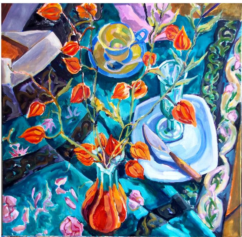 “Chinese Lanterns” by Priscilla McCandless on exhibit at Savory Maine beginning Dec.8. Courtesy of Grace Goldberg Priscilla McCandless