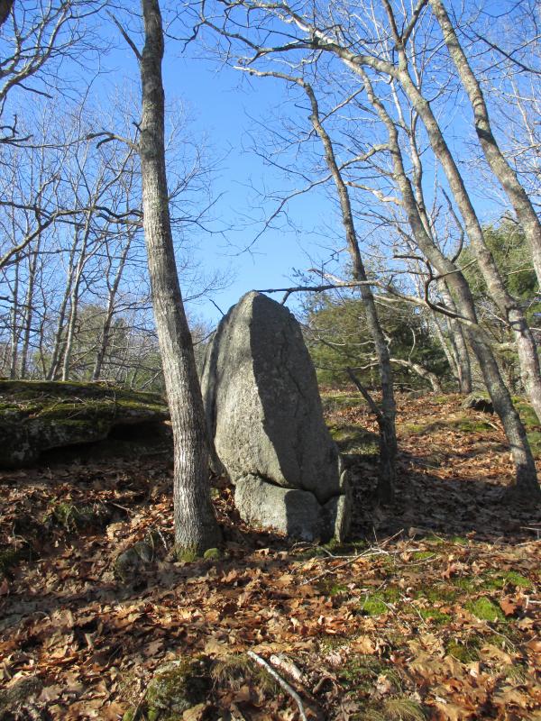 This pointed boulder at Spirit Pond Preserve was left eons ago from the geological Ice Age. PHIL DI VECE/Wiscasset Newspaper