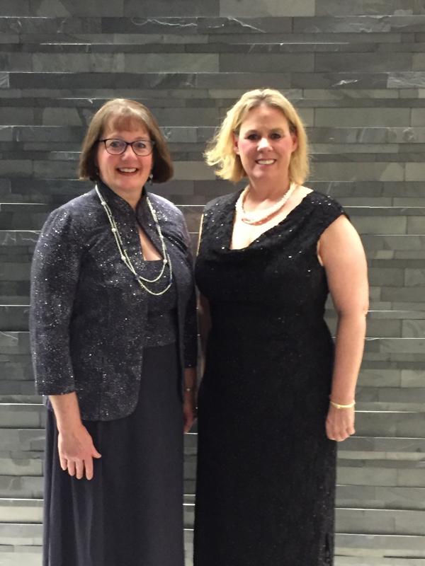 State Reps. Stacey Guerin of Glenburn and Stephanie Hawke display their attire for the Faith and Freedom Ball during the presidential inauguration. Courtesy photo