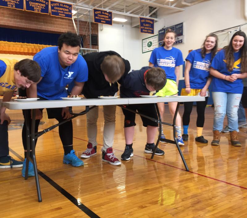Jacob Wilson comes up for air during the teeny little pie-eating contest. MORGAN CALLAN ROGERS/Boothbay Register
