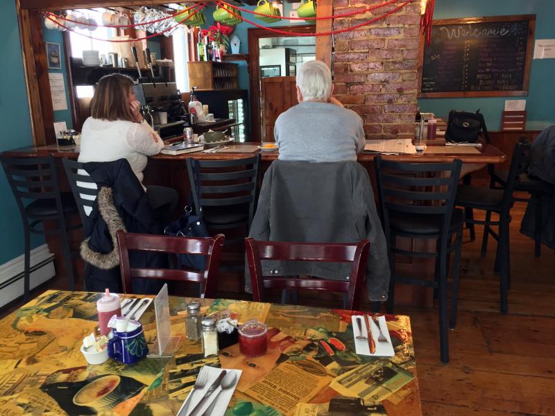 Patrons at the bar of Crissy’s Breakfast & Coffee Bar. SUZI THAYER/Boothbay Register